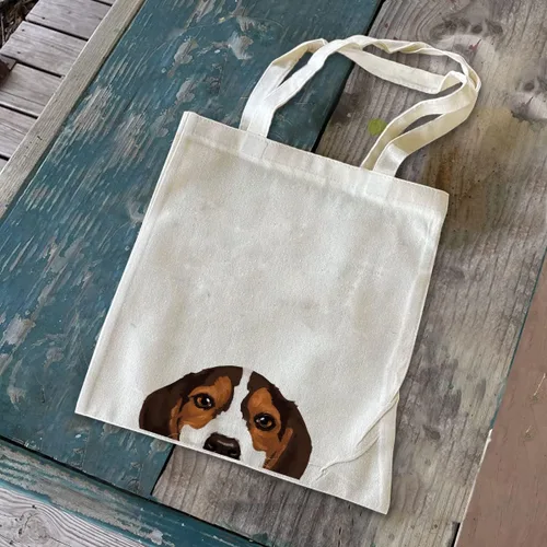 Vista 6 de WIRESTER Bolsa de lona para mujeres y niñas, bolsa de playa, comestibles y viajes, lindo perro