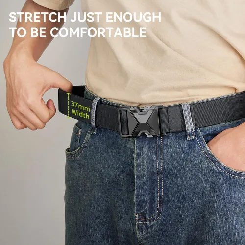 Vista 7 de VANNANBA Cinturón militar táctico para hombre, cinturón de senderismo elástico de nailon de 1.5 pulgadas con hebilla de cinturón de seguridad