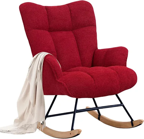 Vista 8 de Zedachica Mecedora de peluche rosa para guardería, tela de forro polar suave, ergonómica y ajustable, solo para uso en interiores Rosa bebé