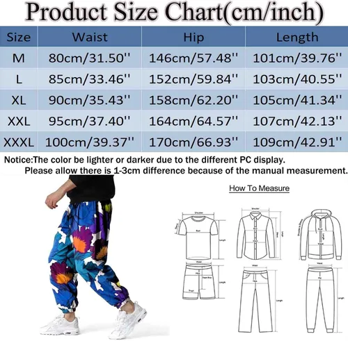 Vista 4 de MYNKYLL Pantalones de primavera y verano para hombre casuales versátiles pintados sueltos talla grande a la moda bolsillo para la playa ajuste