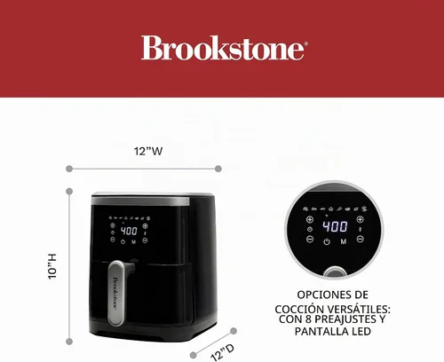 Vista 4 de Freidora de aire Brookstone – 4.5 QT, freidora de gran capacidad de 1300W con pantalla LED, 8 ajustes preestablecidos, temperatura ajustable