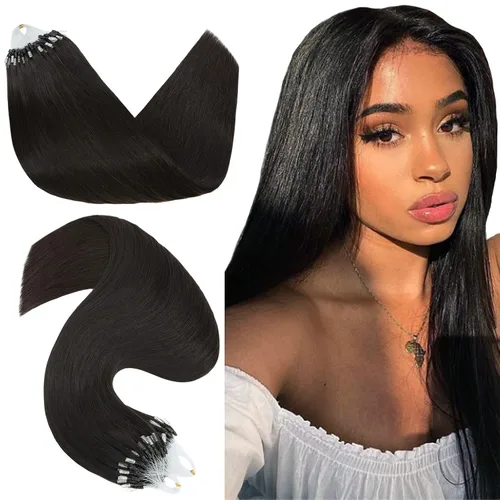 Vista 15 de Hairro Micro Loop - Extensiones de cabello humano microenlaces de microperlas de cabello Remy para mujer, reflejos degradados, fusión fría, micro