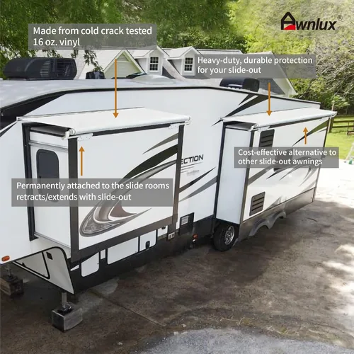 Vista 4 de Awnlux Toldo deslizante para caravana, kit de montaje de cubierta de toldo deslizante, blanco, 5 pies 6 pulgadas (5 pies 1 pulgada de tela)