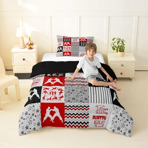 Vista 36 de Erosebridal Softball Comforter Set Patchwork Buffalo Plaid Twin Bedding Sets for Girls Kids Teens Child Galaxy Stars Ball Game Baseball Comforter