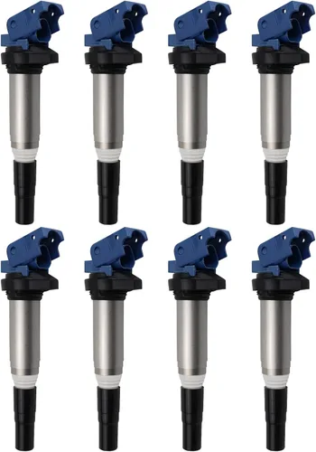 Vista 3 de Juego de Bobina de Encendido TRQ 8 Piezas Alta Temperatura Epoxy Compatible con 02-16 BMW 545i 550i 645Ci 650i 745i 745Li 750i 750Li Alpina B6