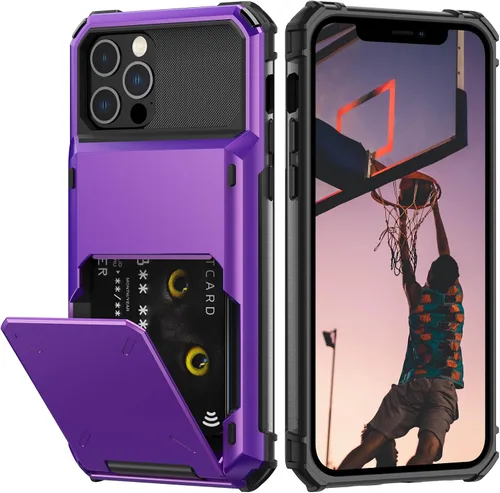 Vista 15 de Nvollnoe Funda para iPhone 11 con tarjetero resistente de protección de doble capa a prueba de golpes, ranura para tarjetas oculta, funda delgada