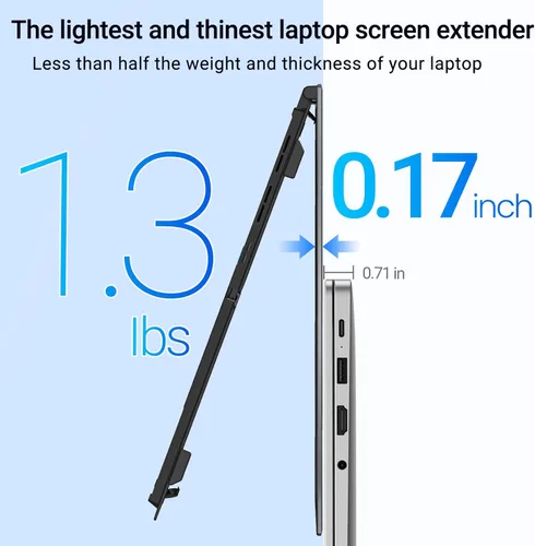 Vista 2 de Extensor de pantalla para laptop, 14 pulgadas, FHD 1080P, monitor portátil ultrafino para laptop con puerto USB-C/HDMI, Plug & Play