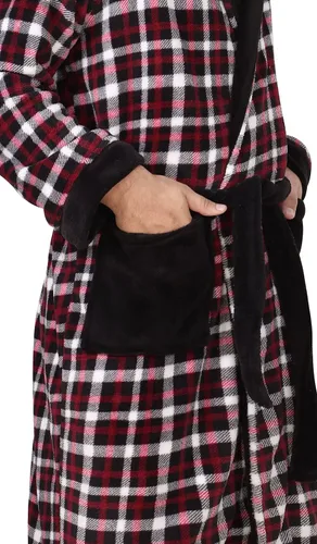 Vista 6 de NY Threads - Bata de baño lujosa en tejido polar con cuello de chal para hombre