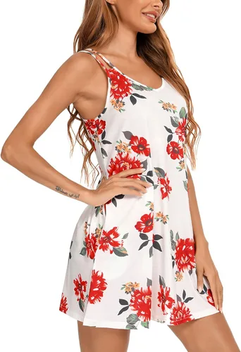 Vista 5 de Camisón estampado para mujer, camisón sin mangas, talla grande, ropa de dormir con bolsillos, tallas S-3XL