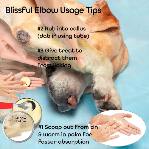 Vista 8 de The Blissful Dog Mantequilla de codo para callos secos y agrietados, bálsamo para perros seguro para lamer, bálsamo calmante para codos con manteca