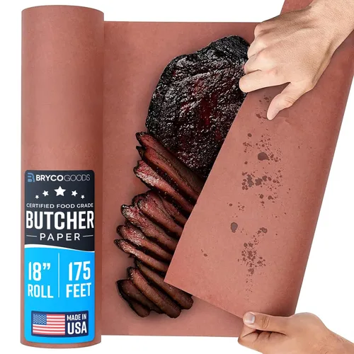 Vista 15 de Bryco Goods Rollo de papel de carnicero, sin blanquear, sin encerar, sin recubrimiento, apto para ahumar todas las variedades de carne, papel