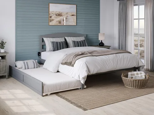 Vista 19 de AFI, Warren - Cama de plataforma matrimonial con cama nido individual, color espresso