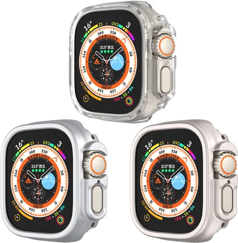 Vista 13 de Funda rígida de policarbonato compatible con Apple Watch Ultra 3/2/1 de 1.732 pulgadas, resistente a impactos, a prueba de golpes, con borde