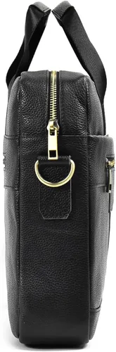Vista 9 de Maletín de cuero genuino para hombres, bolso de hombro para computadora portátil con correa, bolso de trabajo de viaje de negocios de 15.6 pulgadas