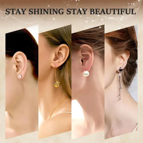 Vista 13 de Parte trasera de aretes para orejas caídas, de silicona de oro de 18 quilates, adecuadas para aretes y aretes pesados, transparentes