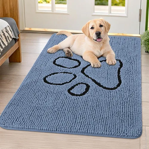 Vista 212 de Smiry Tapete para puerta de perro para patas fangosas, absorbente y Gris y negro