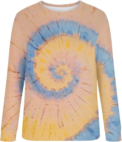 Vista 2 de Sudaderas de teñido anudado para mujer, cuello redondo, casuales, holgadas, blusas 2023 para otoño, ropa Y2K de moda