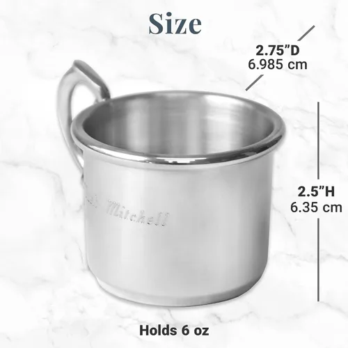 Vista 8 de Let's Make Memories Taza de Peltre Personalizada para Bebé como Recuerdo - Regalo para Recién Nacido - Reliquia Familiar - Nuevos Padres