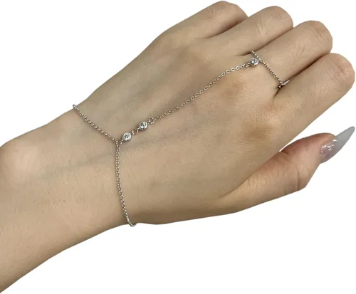 Vista 53 de Pulsera de plata de ley 925 para mujer, pulsera de mano para mujer, pulseras esclavas de 7 a 9 pulgadas ajustable