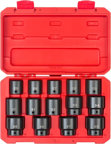 Vista 24 de TEKTON - Juego de llaves de tubo de 1/2 pulgada, impacto de 6 puntos, poco profundo con rieles y bandeja, 8 piezas (1-9/16-2 pulgadas) SID92106