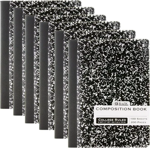 Vista 10 de BAZIC PRODUCTS Cuaderno de composición de mármol negro, con rayas