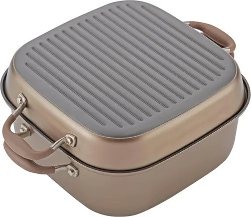 Vista 9 de Anolon Advanced - Sartén antiadherente anodizada dura para parrilla, plancha y tostadora, 11 pulgadas, color marrón