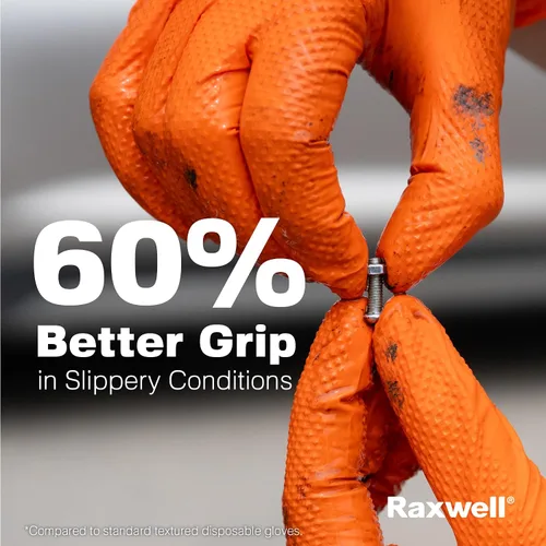Vista 4 de Raxwell Nitrile Disposable Gloves - Puncture-Resistant Work Gloves - Diamond Grip for Food Prep, Cleaning & Cooking