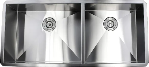 Vista 3 de Fregadero de cocina contemporáneo de acero inoxidable de calibre 16, duradero, con doble tazón, con colador de cesta extraíble (42 pulgadas, 60/40)