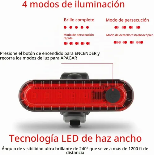 Vista 5 de Bike Tail Light Rechargeable 2 Pack, Rear Red Bike Lights for Night Riding