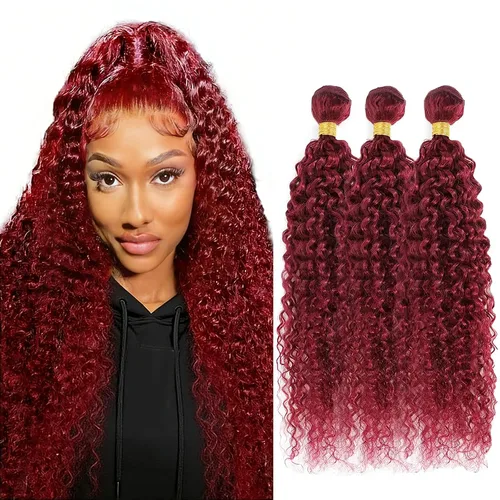 Vista 24 de P1B/99J - Paquetes de cabello humano ondulado de 12 pulgadas P1B/99J Negro Mezclado Con Borgoña BD