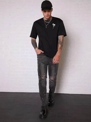 Vista 5 de SHENHE Camiseta de manga corta con cuello redondo y estampado floral para hombre
