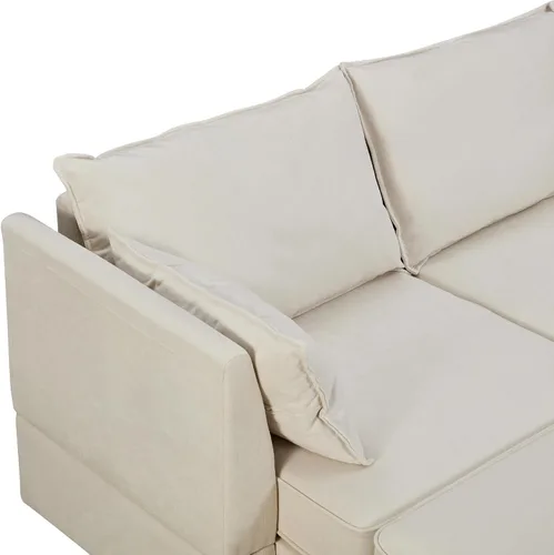 Vista 8 de Divertido y moderno sofá modular grande en forma de U como Lego, juego de sofá tapizado con otomana extraíble y asiento de almacenamiento, sofá cama