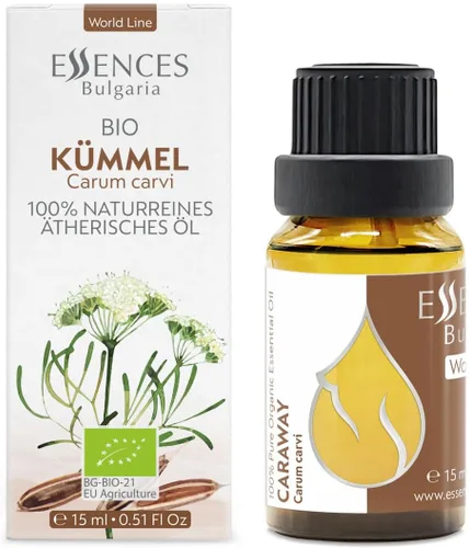 Vista 2 de Essences Bulgaria Aceite esencial de alcaravea orgánica, 0.51 onzas líquidas, 0.5 fl oz, Carum carvi 100% puro y natural, sin diluir, de grado
