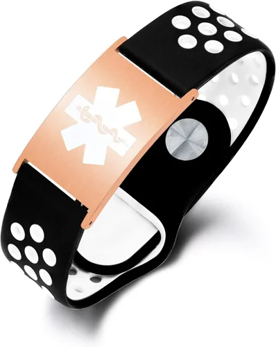 Vista 21 de Pulsera de alerta médica personalizada para mujeres y hombres, pulseras de identificación médica deportiva de silicona con grabado gratuito, pulsera