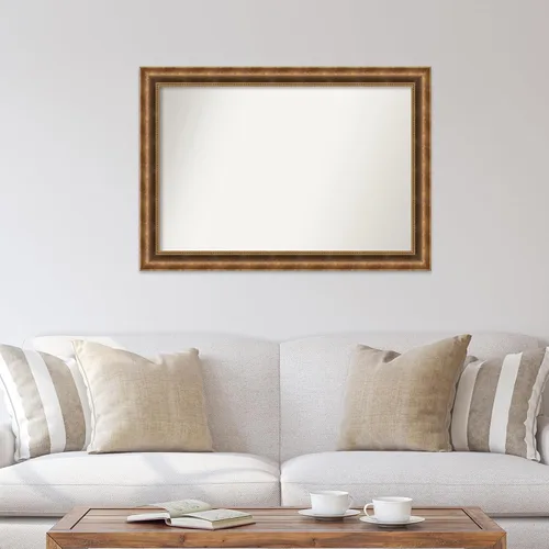 Vista 1040 de Amanti Art Espejo de pared personalizado no biselado (25 x 25 pulgadas), marco de bronce acentuado, varios tamaños personalizados, espejo de baño