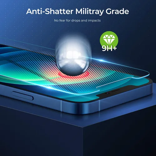 Vista 2 de ORIbox Protector de pantalla de cristal para iPhone 13 Pro Max, 3 paquetes de protección ocular antiarañazos, protector de pantalla de vidrio