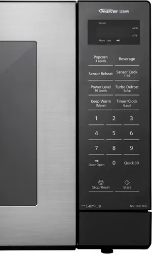 Vista 3 de Panasonic Horno microondas para encimera, 1.2 pies cúbicos, 1250W, tecnología inversora con sensor Genius, acero inoxidable - NN-SN67QS