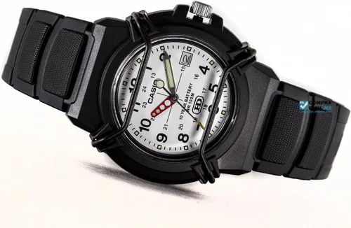 Vista 6 de Casio HDA600B-7BV Reloj de cuarzo de resina negra para hombre con esfera blanca, Azul, Reloj analógico, reloj de cuarzo