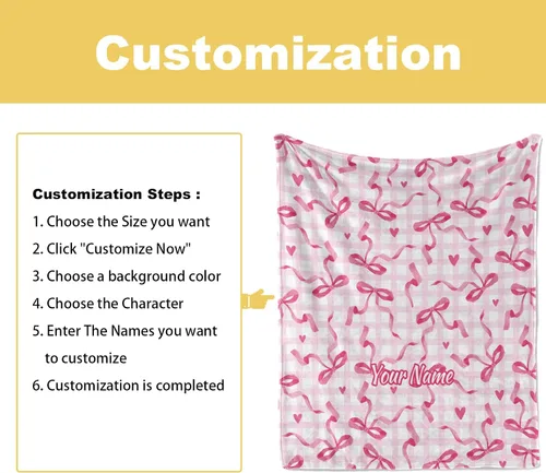 Vista 2 de Jekeno Regalos personalizados de lazo a cuadros para mujeres y hombres, impresión de manta de lazo, manta personalizada con nombre, mantas