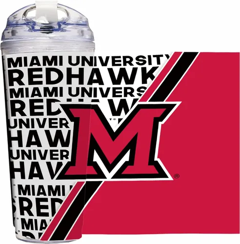 Vista 51 de Rico Industries Taza acrílica NCAA estándar de 24 onzas con tapa con bisagra, taza de doble pared oficialmente licenciada con pajita