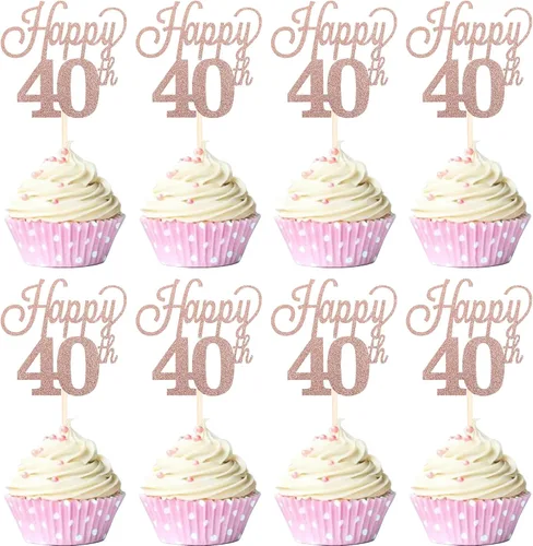 Vista 21 de Paquete de 24 adornos para cupcakes con purpurina número 15, quince cumpleaños, decoración para cumpleaños de 15 años, suministros de fiesta de Negro