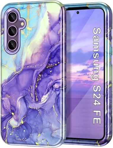 Vista 8 de Lamcase Funda para Galaxy S24 FE, resistente a prueba de golpes, híbrida de policarbonato duro, TPU suave, protección contra caídas de tres capas