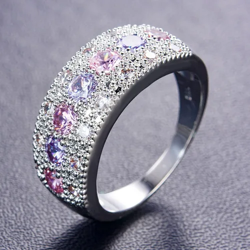 Vista 73 de Iumer - Anillo de zircón de dos piezas con incrustaciones de diamantes de imitación artificiales para mujer, talla 6-10.