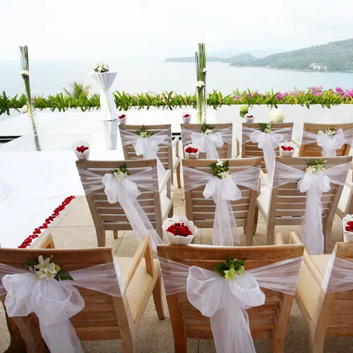 Vista 6 de 50 bandas de organza para silla para decoración de bodas, banquetes, fiestas, eventos, suministros para silla, lazos, bandas de cubierta - blanco