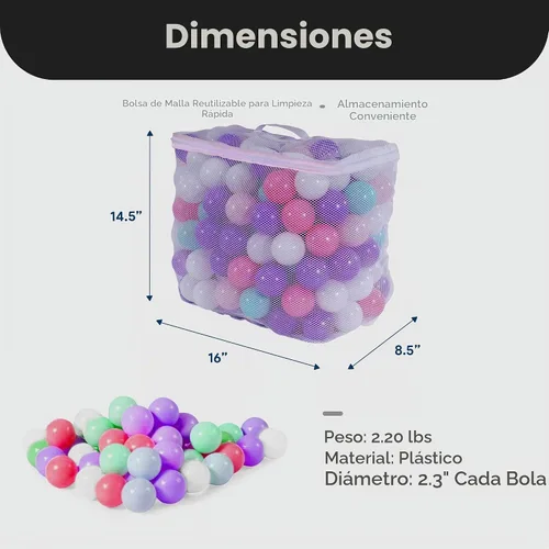 Vista 3 de BalanceFrom Play Pit Balls Toy Set for Kids with Mesh Bag Múltiple