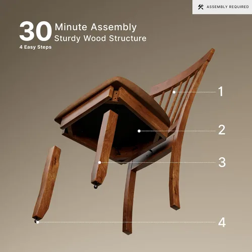 Vista 7 de Signature Design by Ashley Berringer Sillas de comedor con respaldo de husillo de 18" (juego de 2) – Marrón claro rústico con asiento acolchado