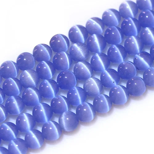 Vista 23 de GEM-Inside - Cuentas sueltas de ojo de gato de 0.236 pulgadas (0.236 in), redondas, de cristal azul ácido, cuentas de energía para fabricación
