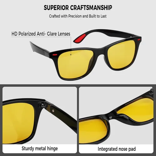 Vista 4 de Lentes de visión nocturna cuadrados clásicos para hombres y mujeres, antirreflejos, HD, polarizados, para conducir, pesca, golf, protección UV400