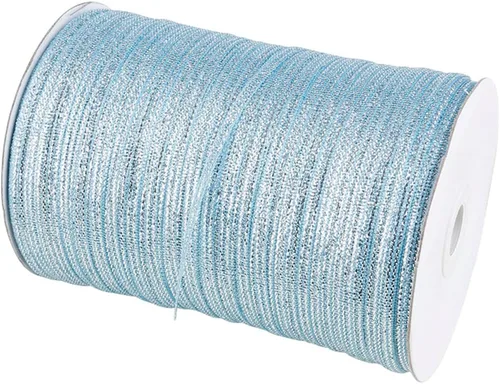 Vista 2 de ECYC 2 cintas metálicas con purpurina de 20 yardas de 1/8 pulgadas (0.118 in), cinta decorativa para envolver regalos para manualidades, boda, Azul
