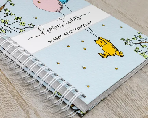 Vista 36 de Personalized Twin Baby Memory Book - Hardcover First Year Album Customized with Babies’ Names - Prompted Baby Journal (Blue Mountains)